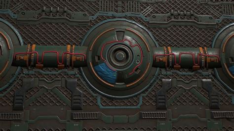 Texture Pbr Tileable Sci Fi Panel Textures With Communication Pipes Vr
