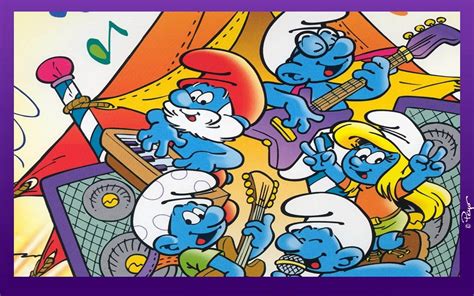 Cartoons The Smurfs Papa Smurf Smurfette Musical