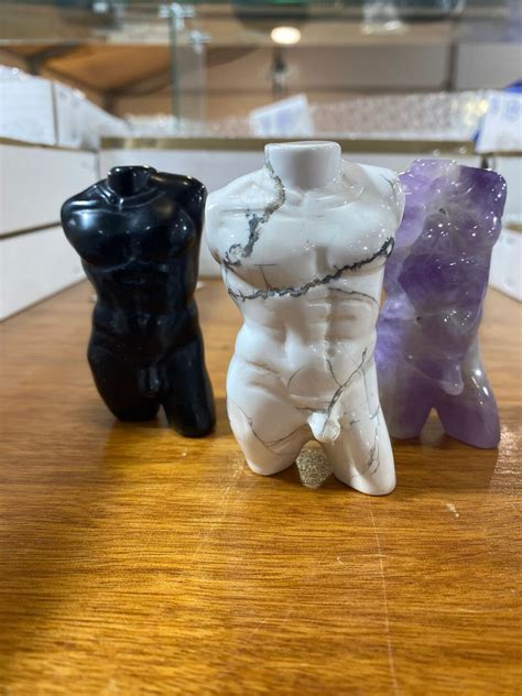 Nude MALE Sculpted TORSO HOWLITE Amethyst Black Onyx Bachelorette