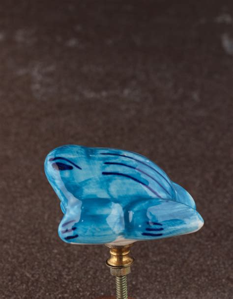 Get Turquoise Frog Ceramic Cabinet Kid Knobknobco