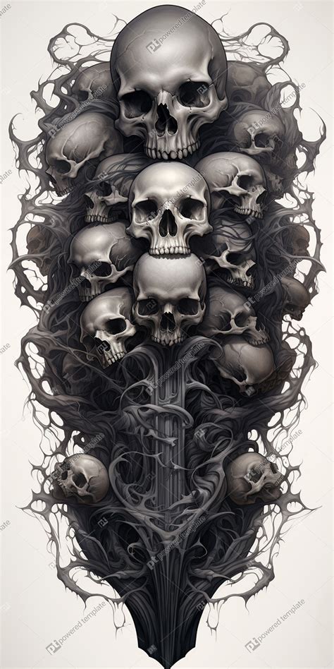 supernatural realism hauntingly beautiful skulls surrounded by gothic vortexes illustration ai