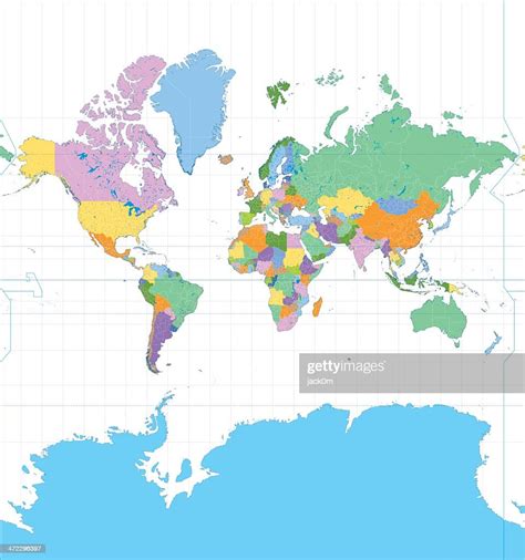 Color Mercator Map High Res Vector Graphic Getty Images