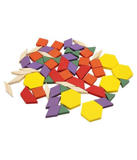Alria 60 Pieces Geometric Shape Wooden Pattern Blocks Montessori Puzzle