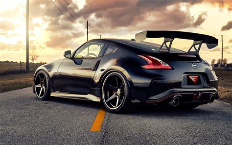 Nissan 370z Car Vehicle Black Cars Side View Wallpapers Hd