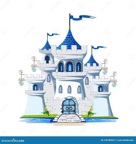 Fairy Tale Blue Castle For A Beautiful Princess And Prince With Towers