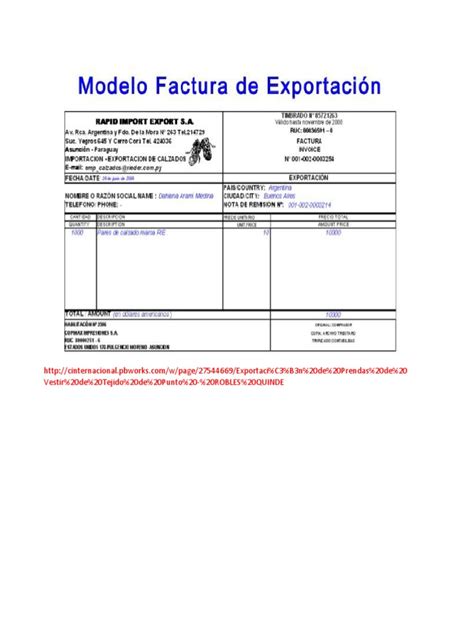 Facturas Aduana Exportaciones
