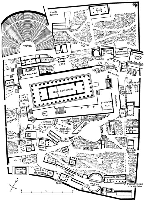 Site Plan Of The Sanctuary Of Apollo Delphi Ancient Greek