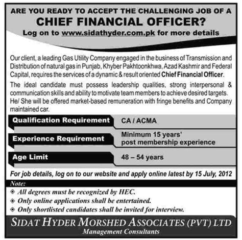 Apply for latest chief financial officer jobs in pakistan based company lahore, 2021 adverisement on paperads.com job id 230263. Chief Financial Officer (CFO) Job Under Oil and Gas Sector ...