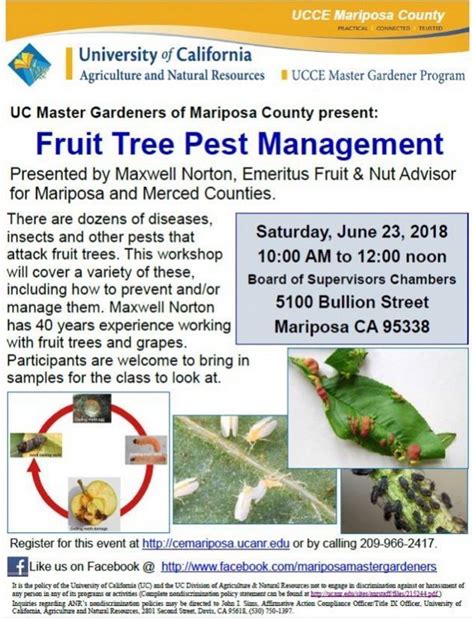 Programs explore topics tailored to western washington growers, such as grafting, pruning, pest control, recommended varieties, nurseries, suppliers, home wine and cider making, and more. Free Tree Pest Management Workshop | Sierra News Online