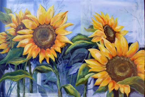 Acrylic On Canvas X Cm Sunflower Painting Flower Painting