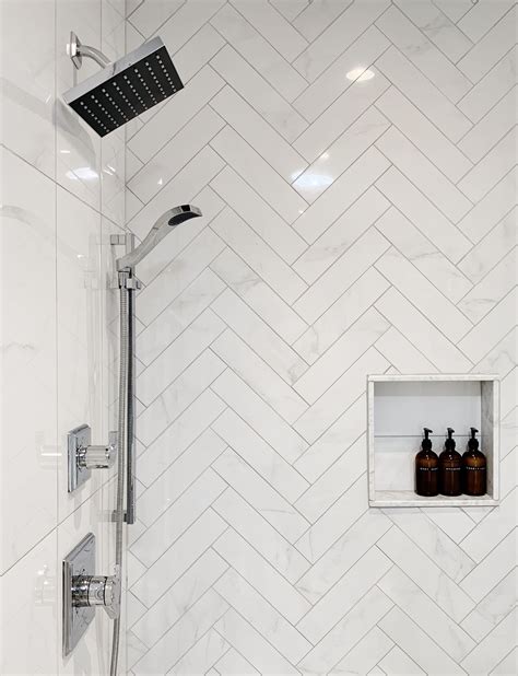 Herringbone Tile Shower Tile Accent Wall Bathroom Herringbone Tile