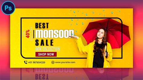 E Commerce Banner Design In Photoshop Monsoon Sale E Commerce Banner