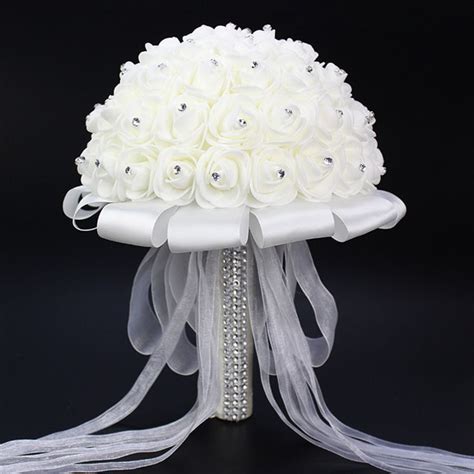 Stunning Crystal Artificial Roses Wedding Bouquets Wedding Flower