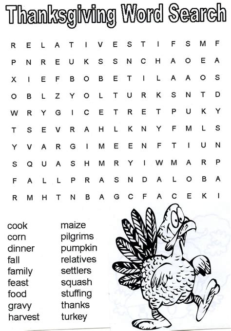 Printable Thanksgiving Word Search Printable Word Searches