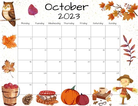 Editable October 2023 Calendar October 2023 Calendar Etsy