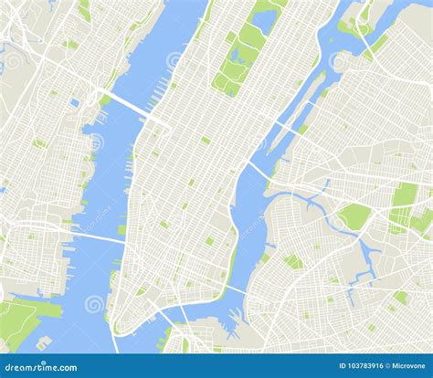 Carte Urbaine De Vecteur De Ville De New York Et De Manhattan