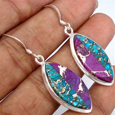 Magnificent Purple And Blue Copper Turquoise Earrings Is Going Up For