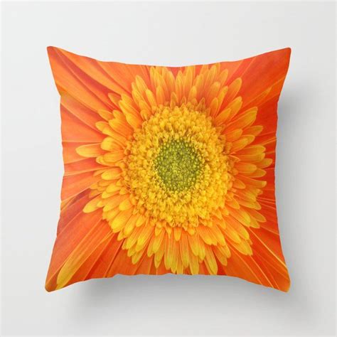 Orange Daisy Throw Pillow By Kanderastudio Throw Pillows Daisy Pillows