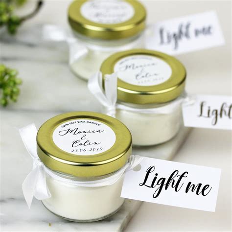 Scented Candle Wedding Favours In Gold Glass Jars Personalized
