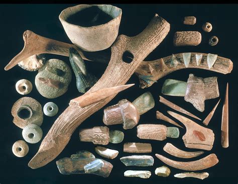 Group Of Swiss Lake Dweller Artifacts Prehistoric Art Stone Tools