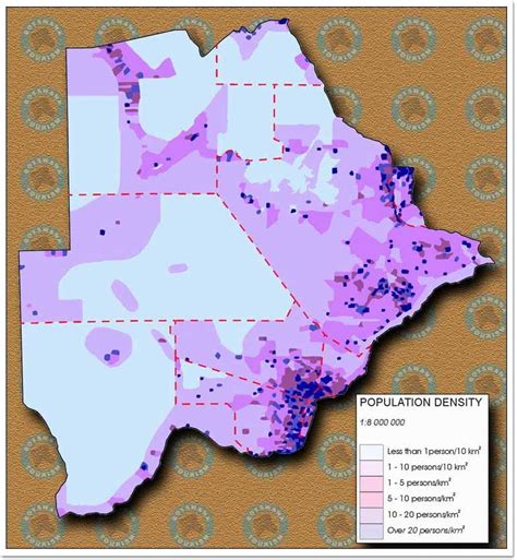 Population Density Of Botswana Map Density Botswana