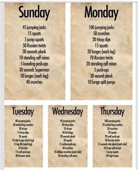 Weekplan With Images Weekly Workout Plans Daily Workout Plan
