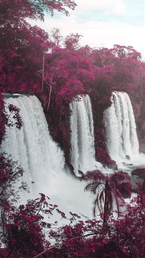 Purple Waterfall Iphone Wallpaper Waterfall Waterfall Wallpaper