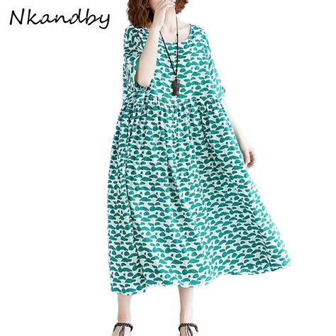 Nkandby Women A Line Loose Big Dress Summer Pleated Extra Large Dresses