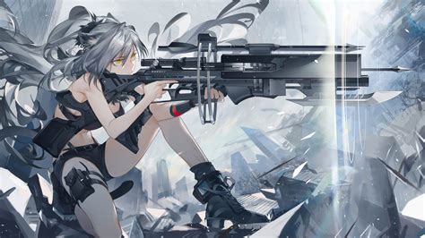 Sniper Schwarz Arknights Anime Girls Video Game 4k Hd Wallpaper
