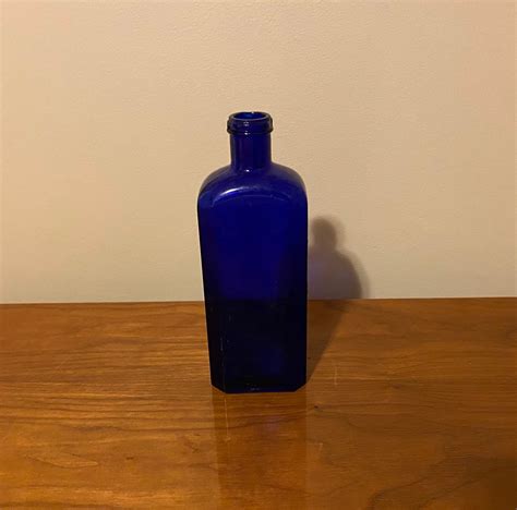 Large Antique Cobalt Blue Apothecary Bottle Etsy