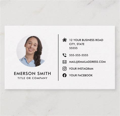 Round Photo Modern Minimalist Social Media Icons Business Card Zazzle