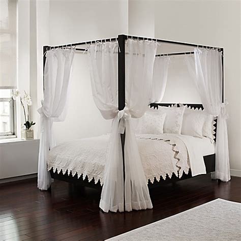 If you wish to add some more beauty and appeal to the curtains, you can add a string of yellow lights on the canopy and create an exclusive and cozy tent for yourself or your child. Sheer Bed Canopy Curtains in White - Bed Bath & Beyond