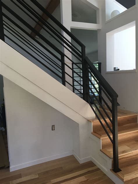 After Stair Railing Black Horizontal Powder Coated Stainless Steel