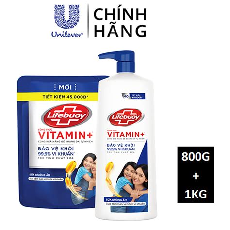 Combo Sữa Tắm Lifebuoy Sạch Khuẩn Chăm Sóc Da Ngăn Ngừa Vi Khuẩn Lây