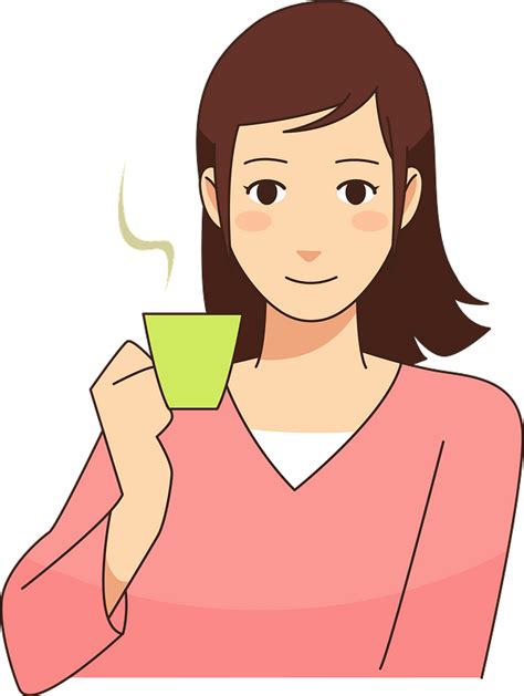 Woman Drinking Coffee Clipart