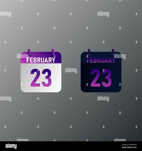February Daily Calendar Icon In Flat Design Style Vector Illustration