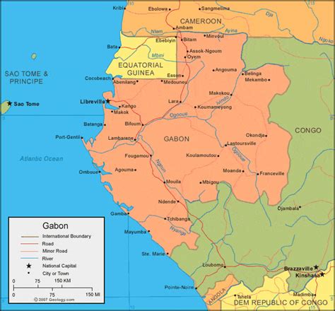Physical Map Of Gabon