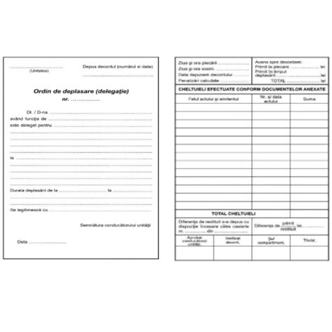 Ordin De Deplasare Carnet Format A5 100 Filecarnet Iproduse