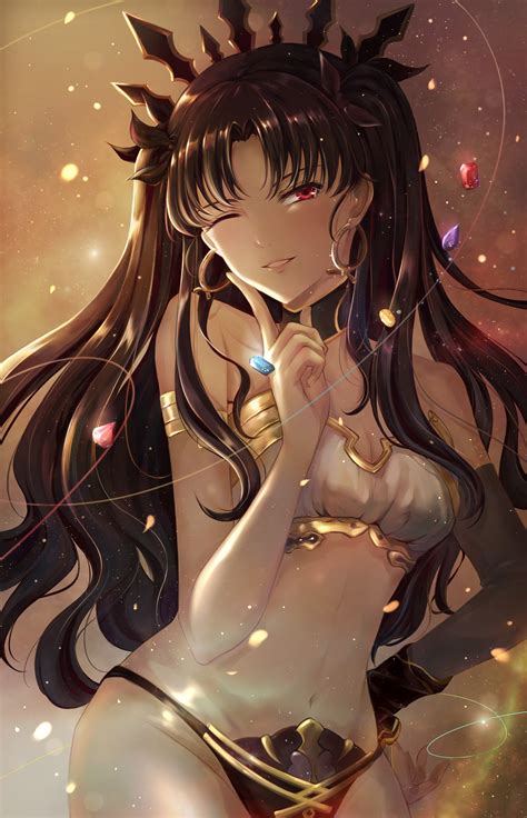 Wallpaper Illustration Simple Background Anime Girls Cleavage Fate Grand Order Tohsaka