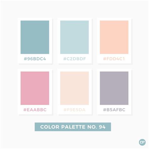 Color Palette No 94 Pastel Color Palette Inspiration Pantone Colour