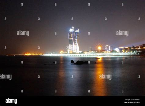Night View Of The Xiamen Coast Along The Beach Fujian Province China