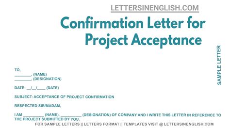 Confirmation Letter For Project Acceptance Letter For Confirmation