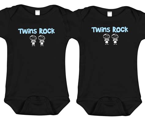 Twins Rock Stick Figure Twin Infant Bodysuit Sets For Girl Twin Babies