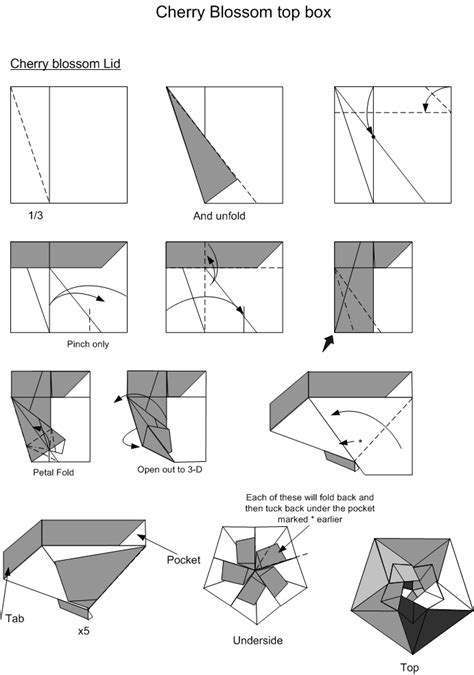 Diagram For Cherry Blossom Modular Origami Box Lid Design By