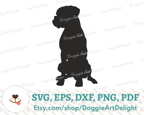 Sitting Boxer Silhouette Svg Boxer Dog Silhouette Vector Etsy