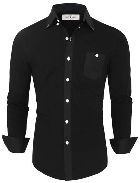 Tam Ware Mens Stylish Contrast Chest Pocket Long Sleeve Dress Shirt