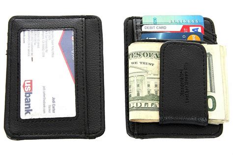 Leather card clip acrylic template 1 size for choose | etsy. Leather Magnetic Money Clip 3 Credit Card ID Holder Black Men's Wallet | eBay