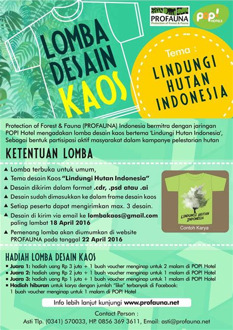 Ayo Ikuti Lomba Desain Kaos Tema Lindungi Hutan Indonesia Profauna 