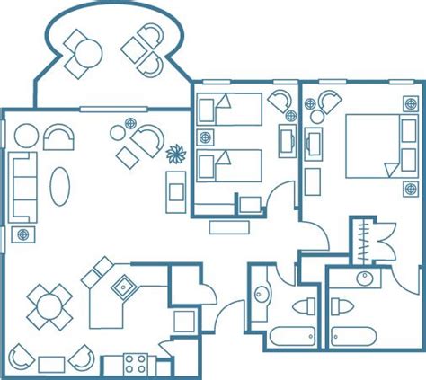 Set on waikiki beach with panoramic views of the pacific ocean from east to west including diamond head; Two Bedroom Suite Floor Plan for Hilton Grand Vacations at ...