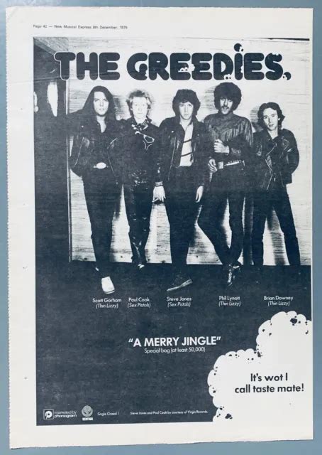 Greedies Sex Pistols Thin Lizzy 1979 Vintage Poster Advert Merry Jingle